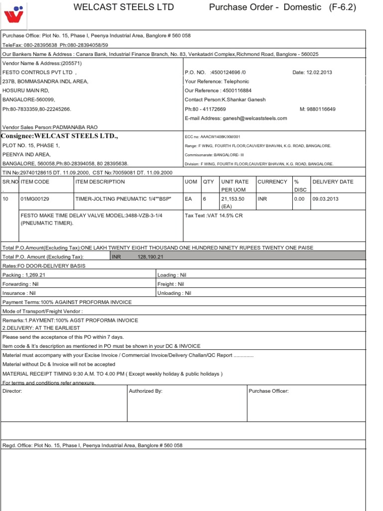 Po - 4500124696 | PDF | Technology & Engineering