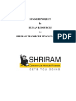 Summer Project in Human Resources at Shriram Transport Finance Company