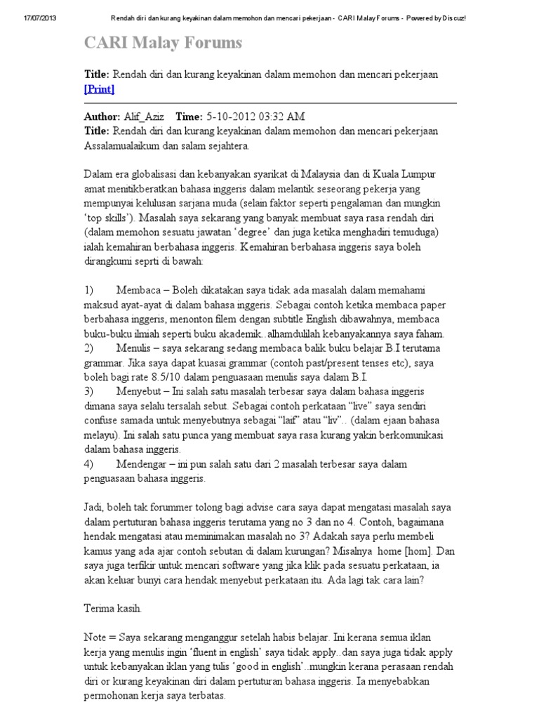 Rendah Diri Dan Kurang Keyakinan Dalam Memohon Dan Mencari