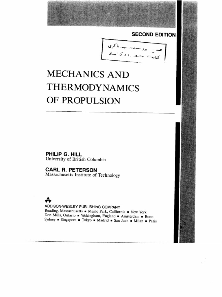 Hill Peterson 1992 Mechanics And Thermodynamics Of Propulsion Nature