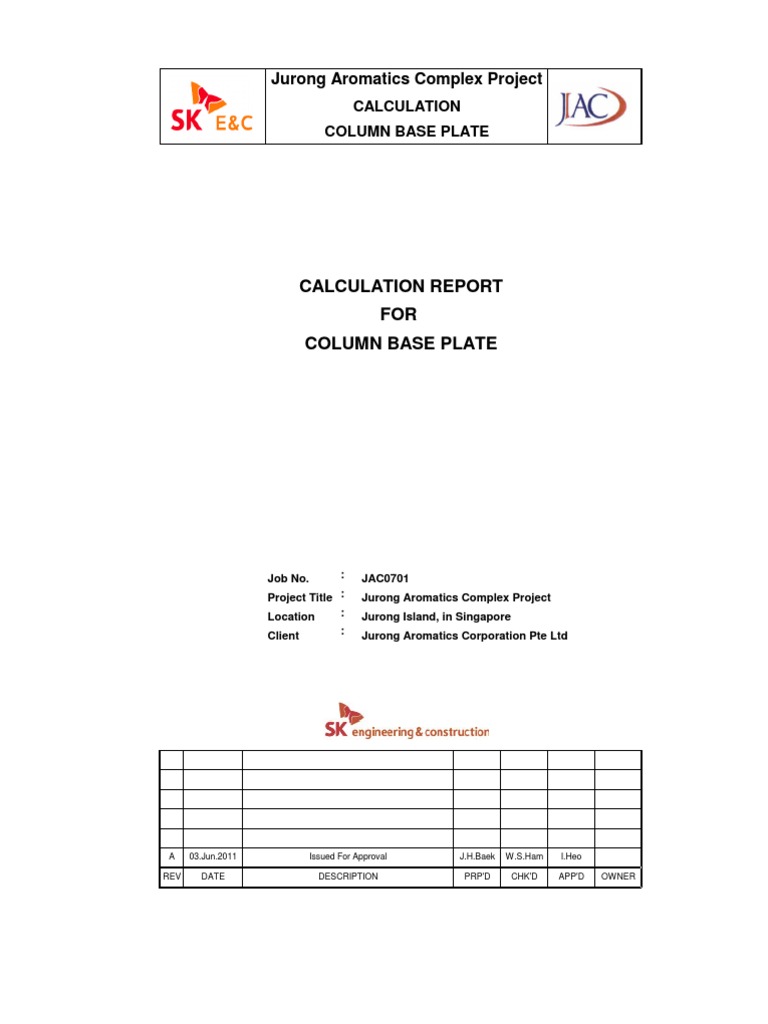 Column Base Plate (Fixed Type) | PDF | Column | Stress (Mechanics)