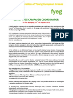Call For FYEG Election Campaign Coordinator.