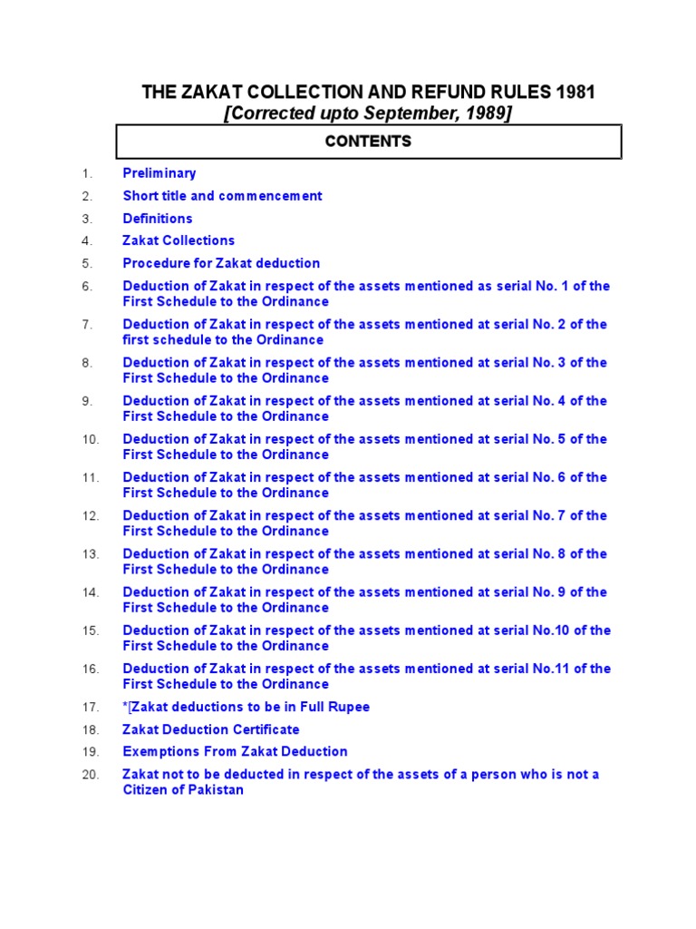 Zakat Deduction And Refund Rules 1981