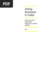 Doing Business in India: Entry Into The Fast Food Industry of Indian Market: Dell