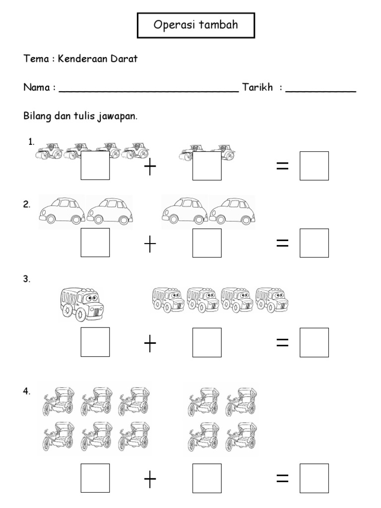 Lembaran Kerja Prasekolah Tema Kenderaan Darat Cikgu Mohd Fadli Salleh Online