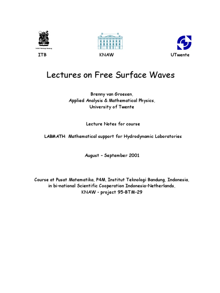 Free Surface Waves Lecture Notes | PDF | Hamiltonian Mechanics | Waves