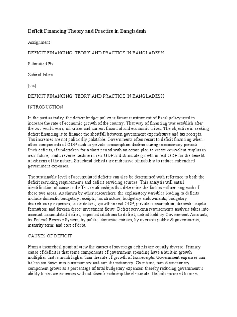 Deficit Financing in Bangladesh: Theory & Practice | PDF | Deficit ...