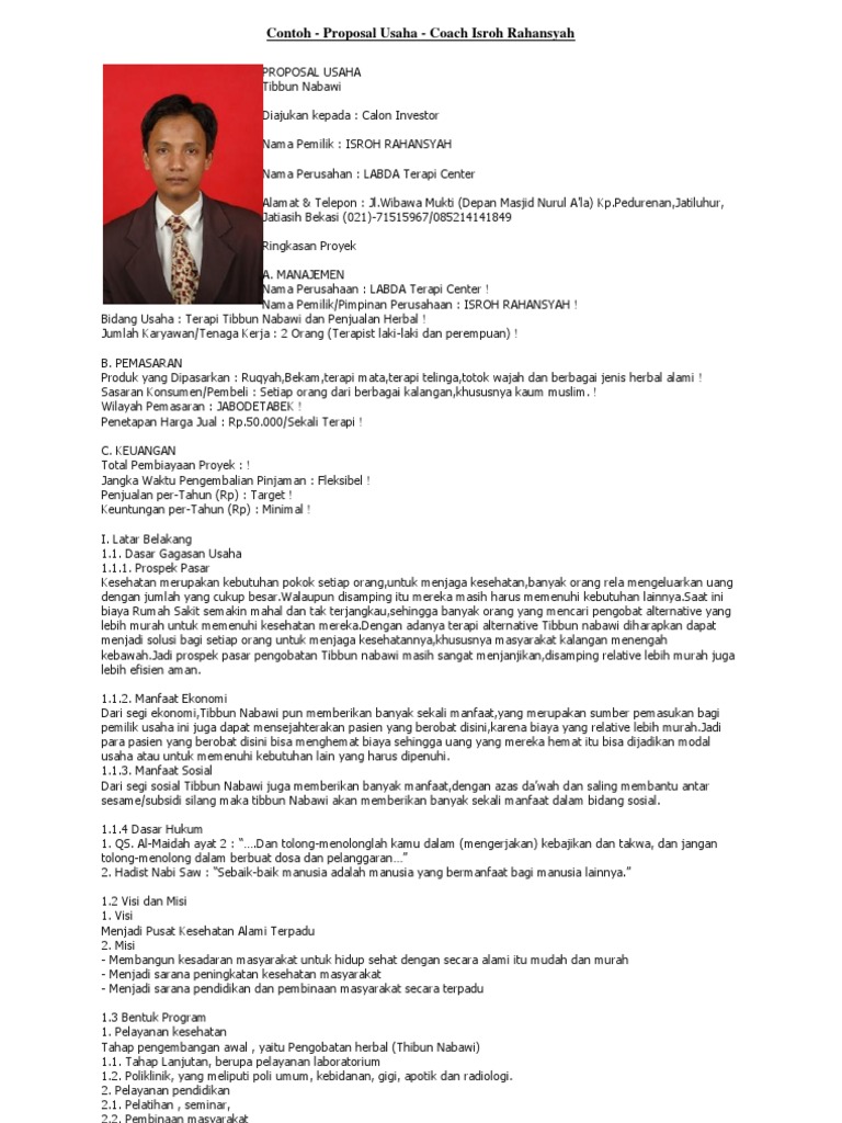 Contoh Proposal Usaha Profesional  Contoh  Proposal  usaha 