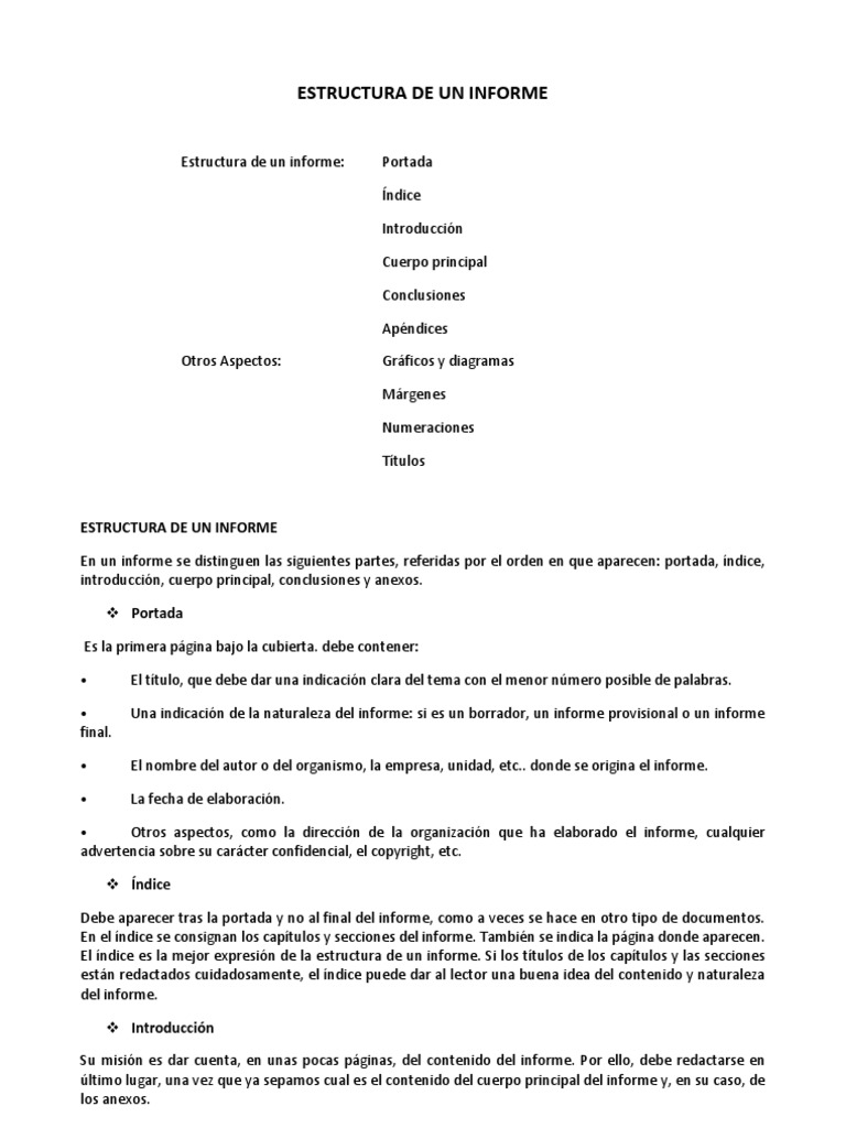 Estructura de Un Informe | PDF | Párrafo | Información