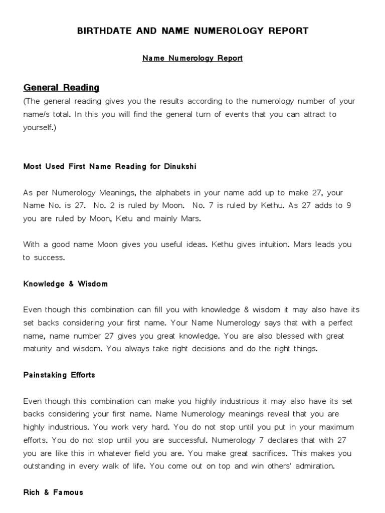 Birthdate and Name Numerology Report | PDF | Gastrointestinal Tract | Mind