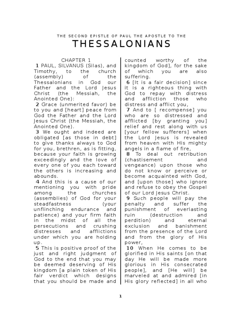 Thessalonians: The Second Epistle of Paul The Apostle To The | PDF ...