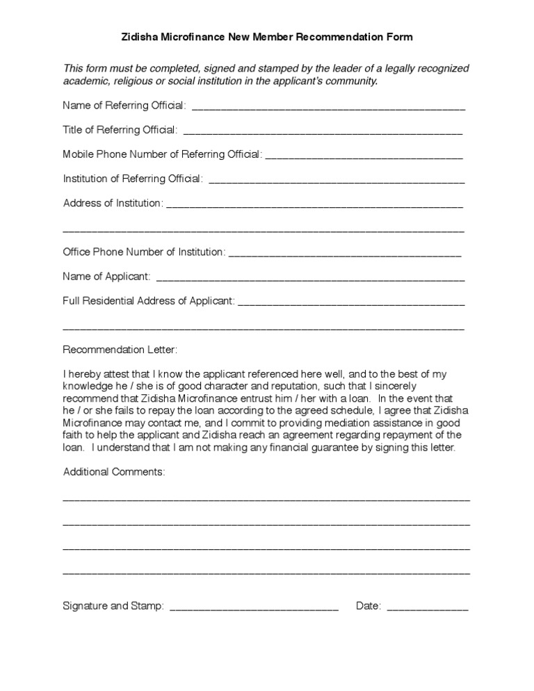 Recommendation Form | PDF