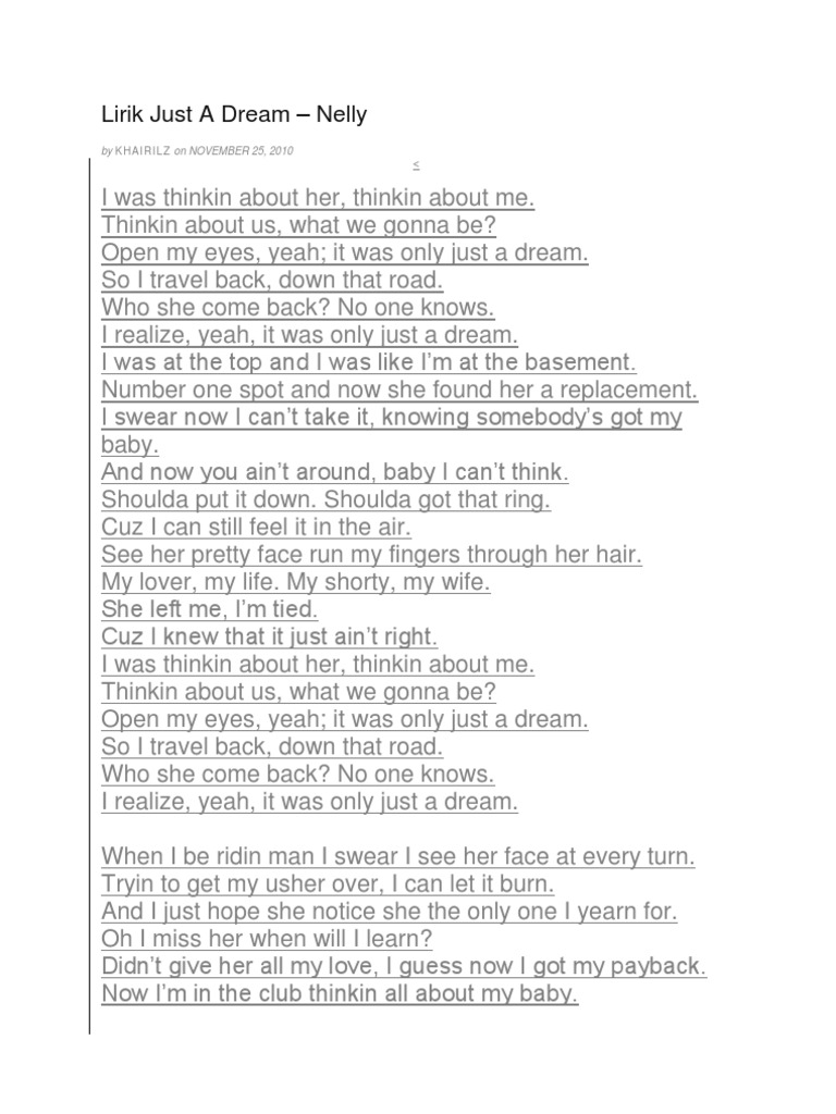 Lirik Just A Dream PDF Leisure