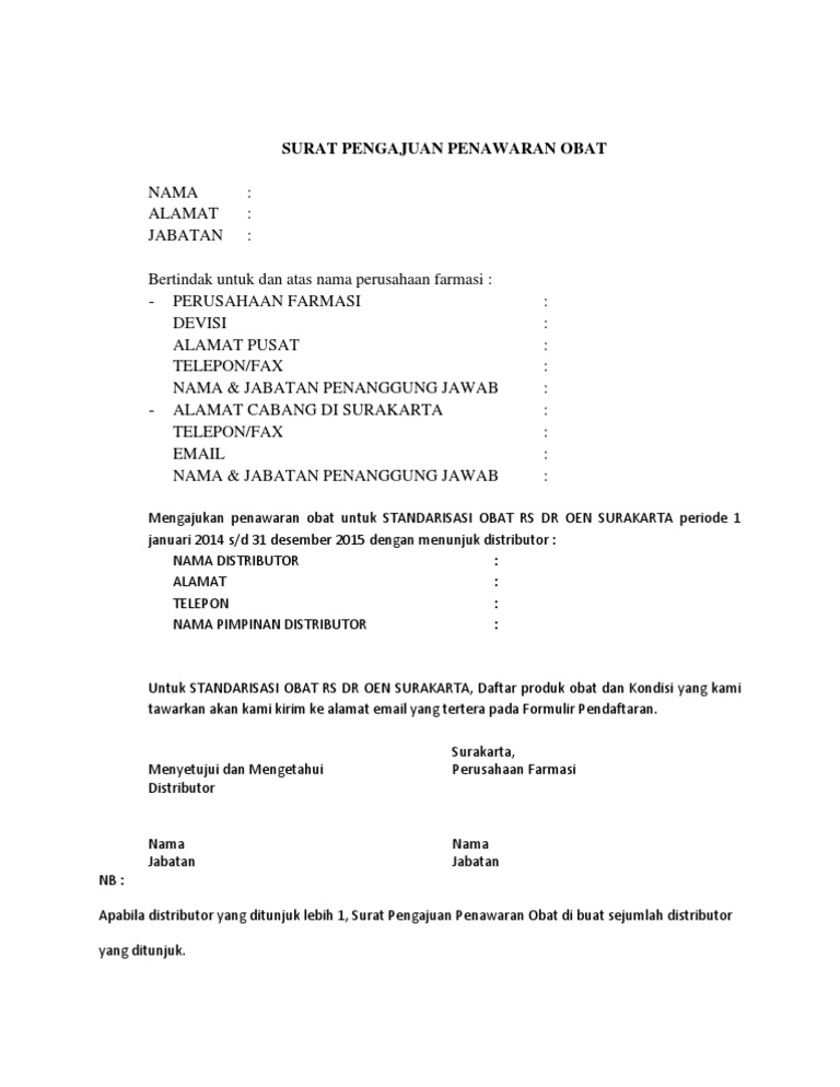 Contoh Proposal Penawaran Obat Contoh Surat