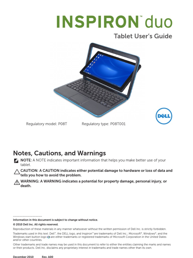 User's Guide Inspiron-Duo PDF | PDF