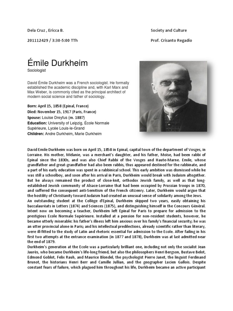 sociology as a science durkheim