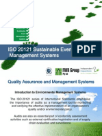 ISO 20121 Sustainable Event Management Systems EMS Presentation Peter Greenham IIGI FWR Group Independent Inspections Certification