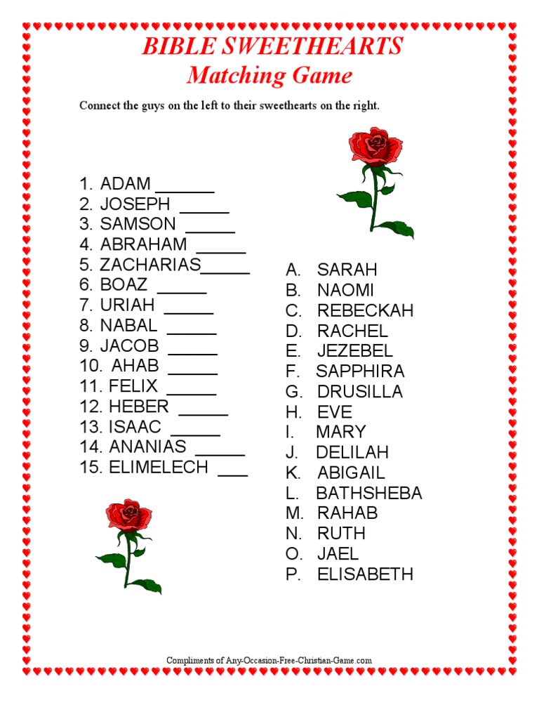 Bible Sweetheart Game