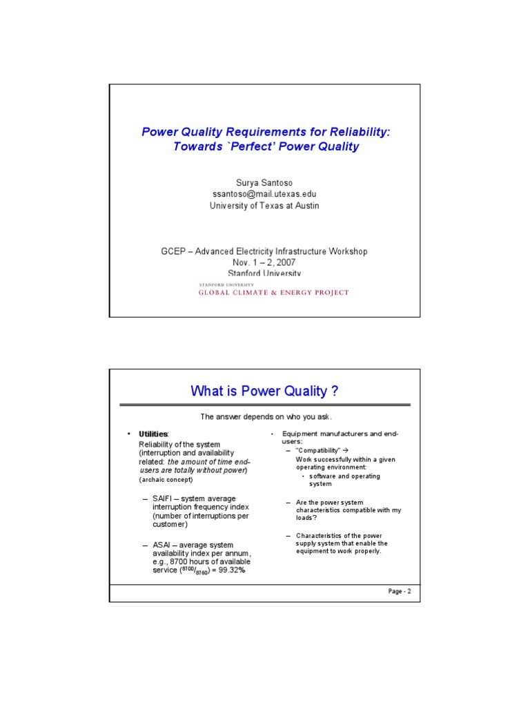 Power Quality and Reliability Standards | PDF