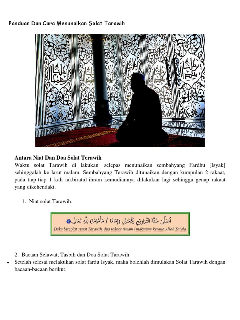 Panduan Dan Cara Menunaikan Solat Tarawih Pdf