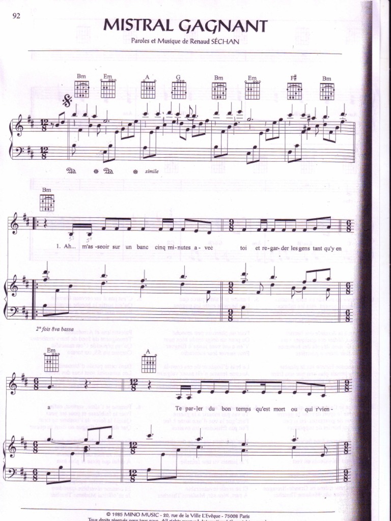 Partition Renaud Mistral Gagnant1 PDF