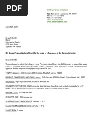 14 Sample Lease Proposal Letters Pdf Pages