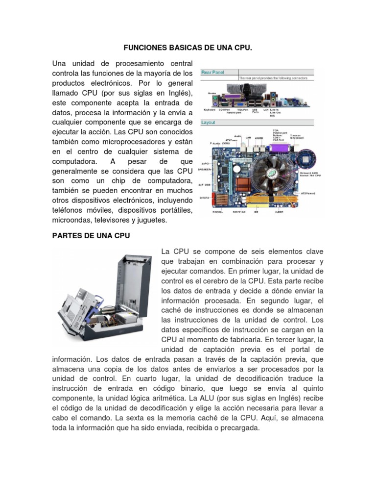 Funciones Basicas de Una Cpu | PDF | Unidad Central de procesamiento ...