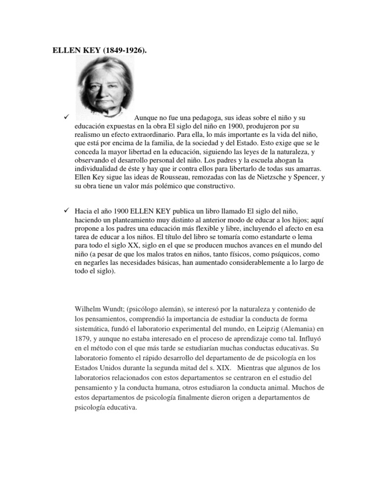 Ellen Key y la educación del niño | PDF | Sicología | Science