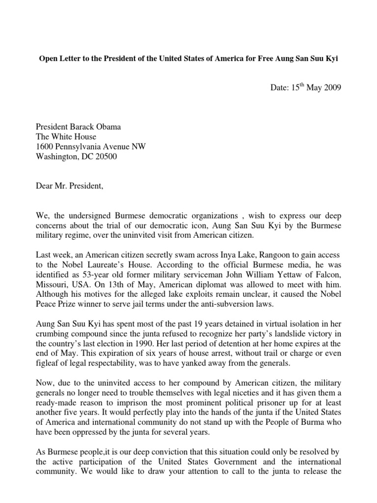 Open Letter To The President of The United States of America For Free ...