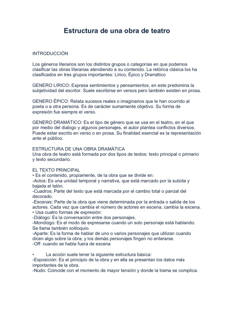 Estructura de Una Obra de Teatro