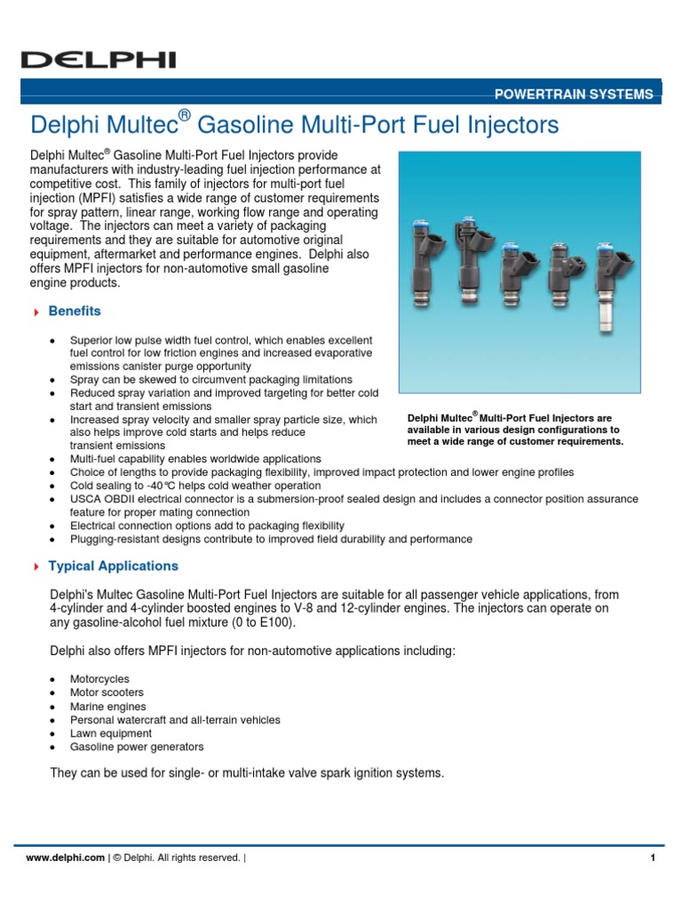 Multec Gasoline Multi Port Fuel Injectors PDF | PDF | Fuel Injection ...