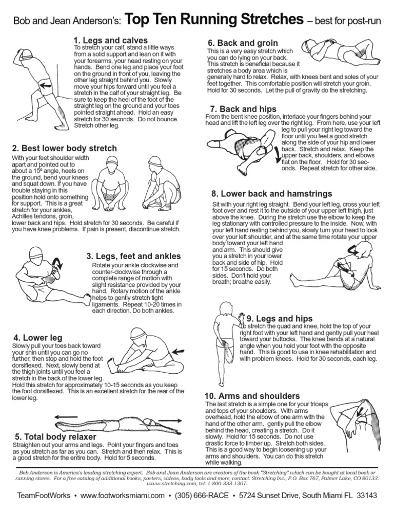Top Ten Post-Run Stretches | PDF | Foot | Anatomical Terms Of Motion