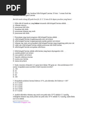 Pilihan Ganda Soal Dan Jawaban Sifat Koligatif