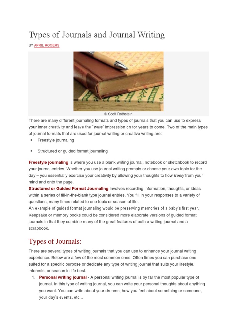 Types of Journals and Journal Writing PDF Scrapbooking News