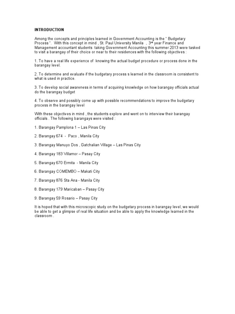 Barangay Budget Process Insights 2024 | PDF | Accountability | Budget