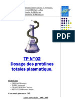 Tpn°2 - Dosage Des Protéines Plamatique