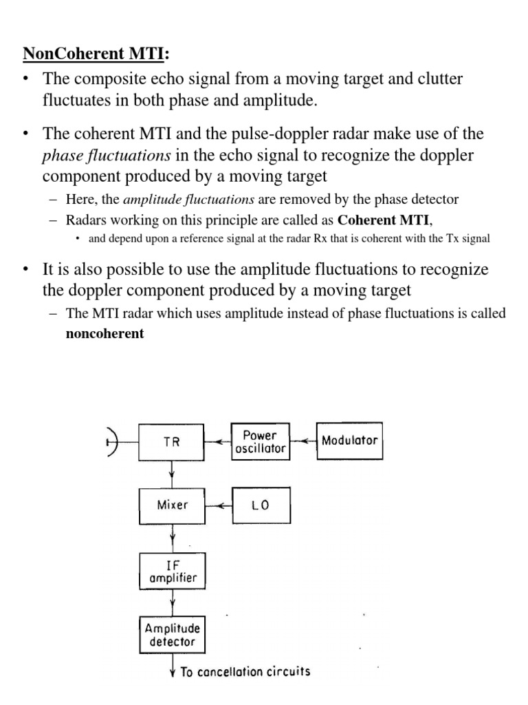 Noncoherent MTI Radar Overview | PDF | Wireless | Radio