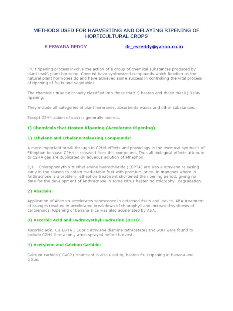 Delaying Fruit Ripening Techniques | PDF | Ethylene | Chemical Substances