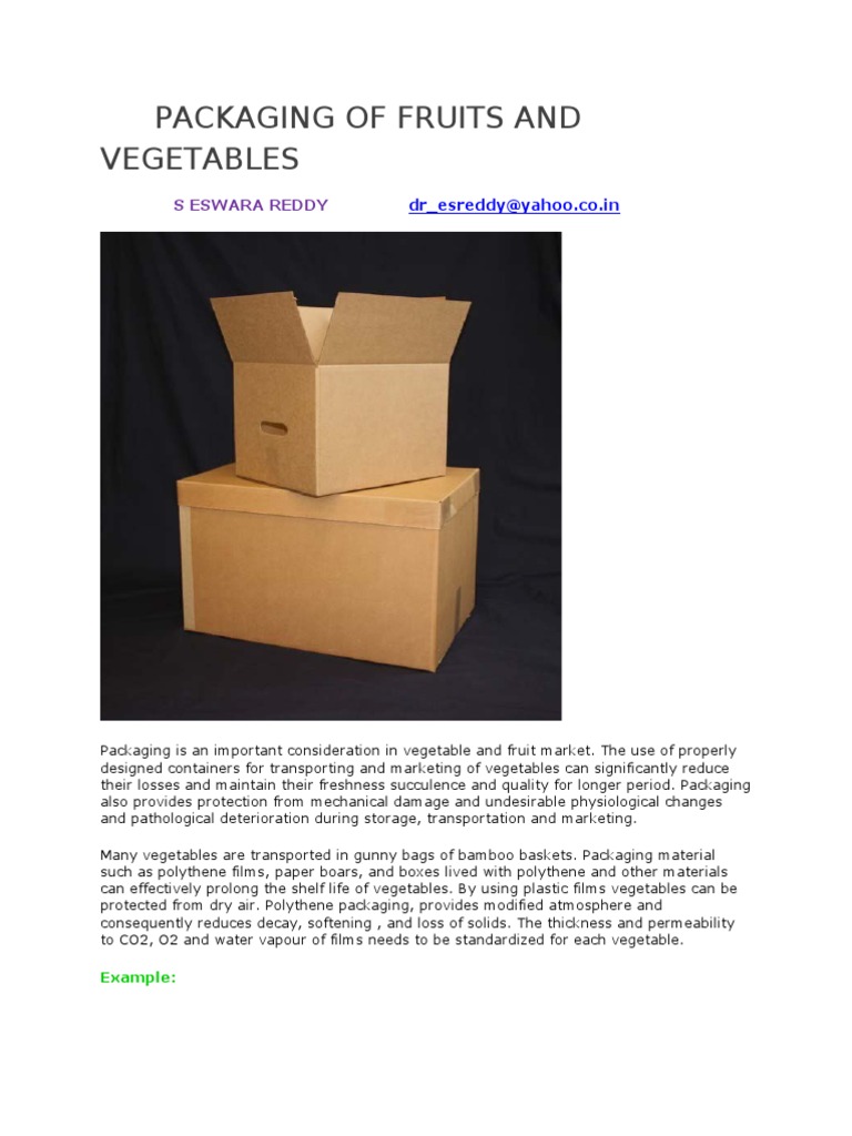 Packaging of Fruits and Vegetables PDF Packaging And Labeling