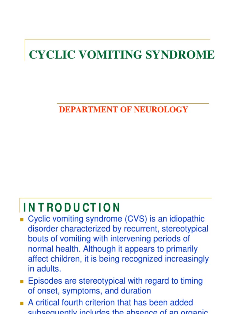 Cyclic Vomiting Syndrome Migraine Headache