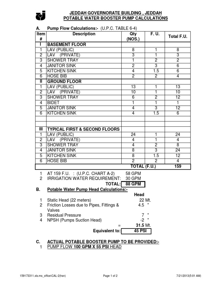 Plumbing Calculation.