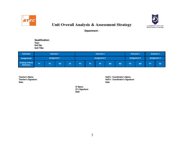 Unit Assessment & Grading Criteria | PDF | Business