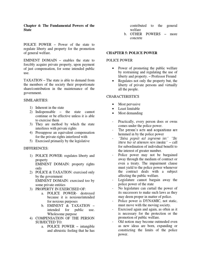 Fundamental Powers of the State | PDF | Eminent Domain | Police Power ...
