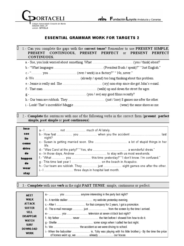 Essential+Grammar+Work Bach | PDF | Perfect (Grammar) | Grammar