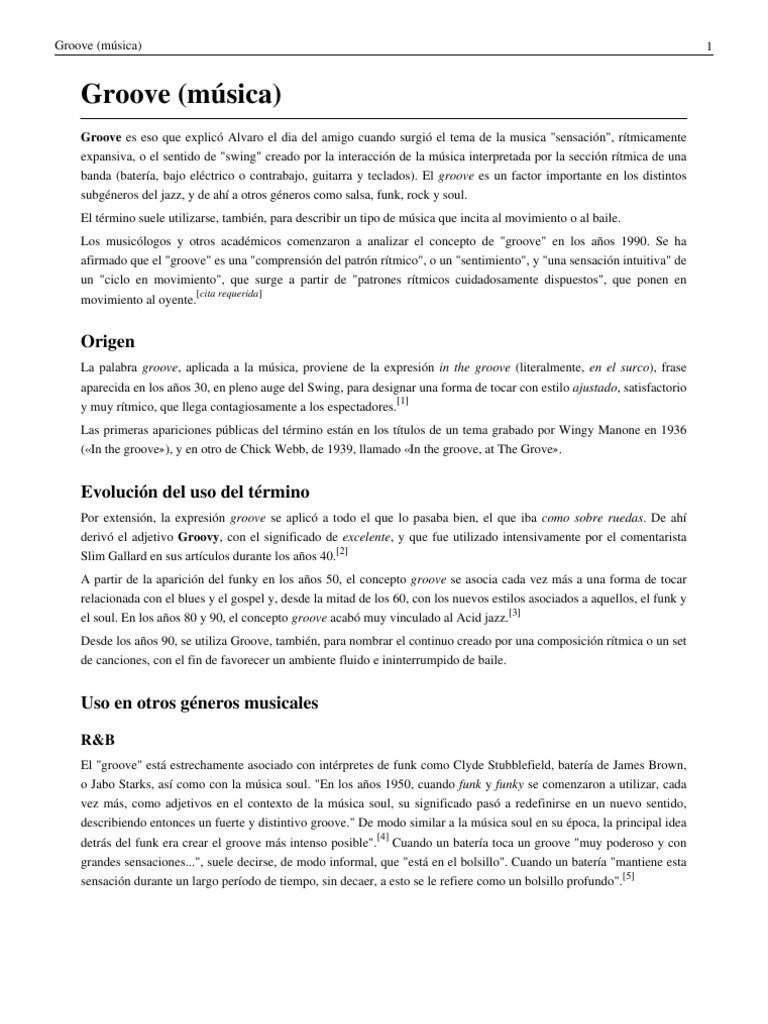 Definición y Evolución del Groove Musical | PDF | Elementos de la ...