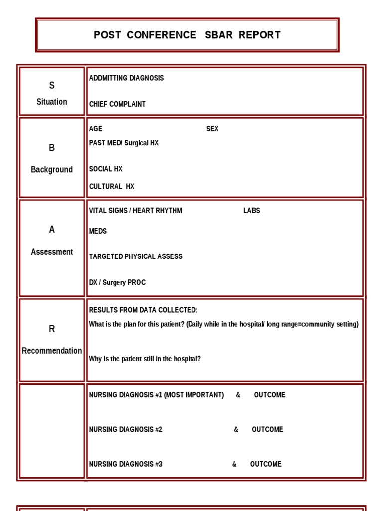 Post Conference SBAR Report Template | PDF | Science & Mathematics