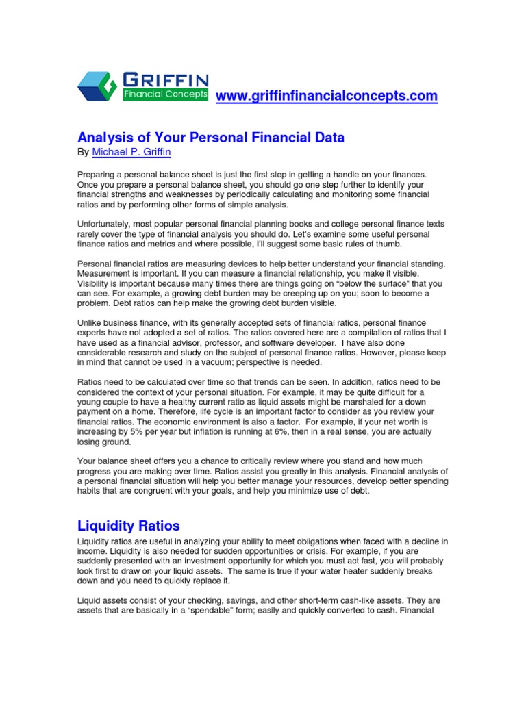 Personal Finance Ratios Guide | PDF | Market Liquidity | Debt