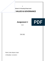 Ethics, Values & Governance: Assignment 1