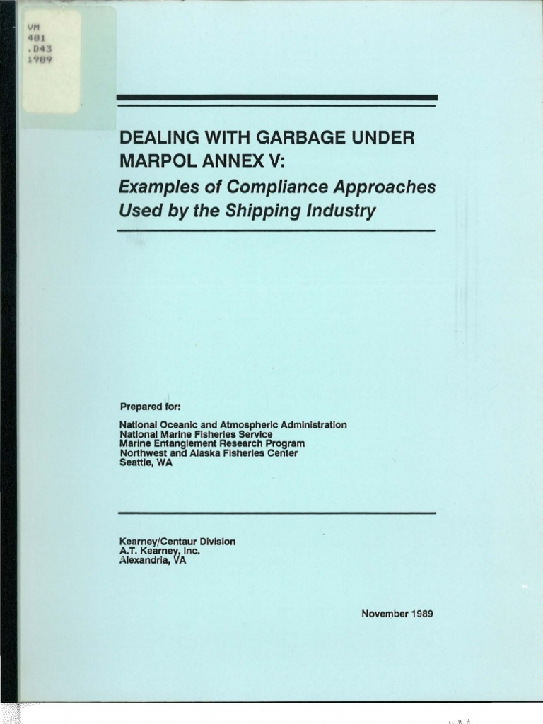 Dealing With Garbage Under MARPOL Annex V Municipal Solid Waste