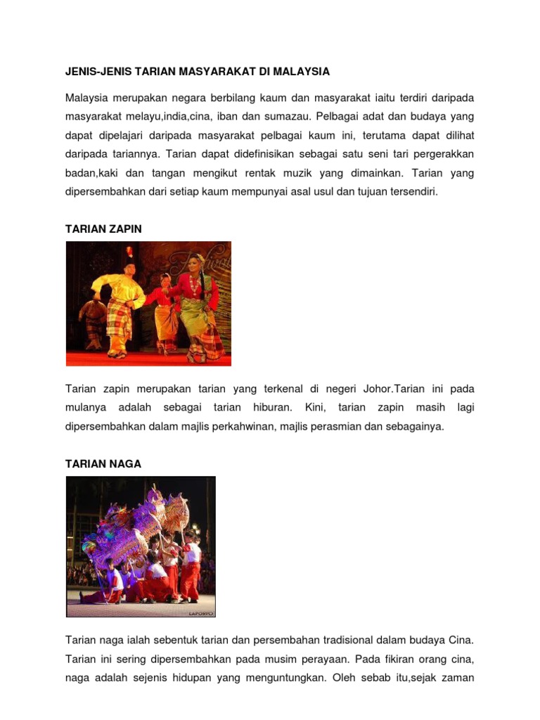 Jenis Tarian Di Malaysia Pdf